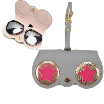 Cute And Funny PU Sunglasses Case Portable Glasses Case With Hanging Buckle, Flowers (Lake Blue Color Matching), Mengbao (Gray Stitching), Cat Girl (Red Frame), Red Love, Big Eyes (Gray), British Style (Stripe Contrast), Red Love Cat Girl, Bat (Black) ...