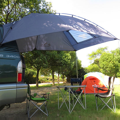 LADUTA Outdoor Self-Driving Tour Barbecue Camping Car Side Tent Car Tail Extension Tent Supplies, Grey Blue, Painted Silver