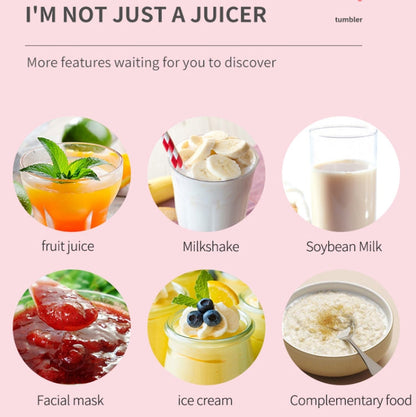 Mini Portable Usb Juice Machine  Multi-Function Electric Charging Household Juicer, White, Green, Pink