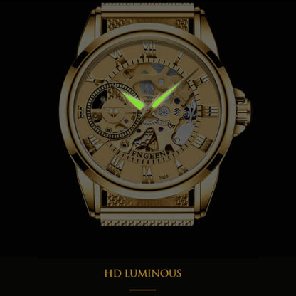 FNGEEN 0020 Men And Women Automatic Mechanical Watch Double-sided Hollow Business Watch, Steel Belt Full Gold Golden Surface, Steel Belt Full Gold White Surface, Steel Belt Full Gold Black Surface, Steel Strip White Steel Black Surface                 ...