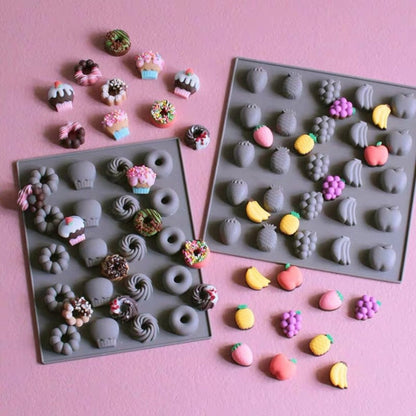 Silicone Cake Mold 25 Grid Fudge Hard Candy Silicone Biscuit Mold, Fruit, Donuts