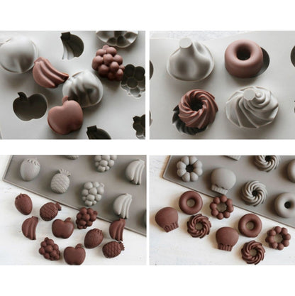 Silicone Cake Mold 25 Grid Fudge Hard Candy Silicone Biscuit Mold, Fruit, Donuts