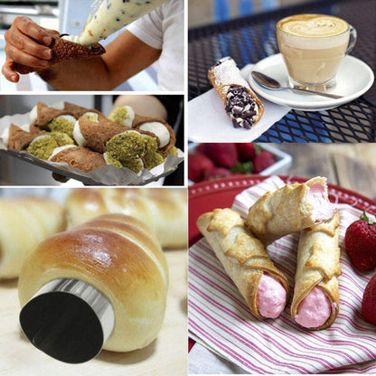 20 PCS Oblique Double-Head Stainless Steel Large Spiral Tube Non-Stick Croissant Mold Croissant Tool, 20 PCS Croissant Tool