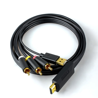JingHua HDMI-3RCA HDMI To 3RCA Conversion Cable Set-Top TV Projector AV Lotus Converter Cable, 1m, 2m, 3m, 5m