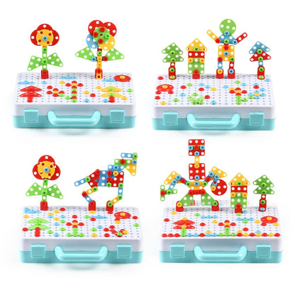 Children Screw-Tightening Electric Drill Toy Manual Assembly Toolbox, Style:, 2D Plane + Manual Drill (188 PCS), 2D Plane + Electric Drill (189 PCS), 3D + Manual Drill (275 PCS), 3D + Electric Drill (276 PCS), 3D + Electric Drill (316 PCS)             ...