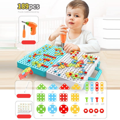 Children Screw-Tightening Electric Drill Toy Manual Assembly Toolbox, Style:, 2D Plane + Electric Drill (189 PCS), 3D + Electric Drill (276 PCS), 3D + Electric Drill (316 PCS), 3D + Electric Drill (466 PCS), 2D + Electric Drill + Charger (189 PCS)     ...