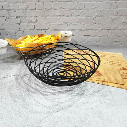 Wrought Iron Fruit Portable Storage Basket Bread French Fries Fried Snacks Portable Basket, Double Cup Egg-shaped, Double Cup Round, Single Cup Boat, Square Short Basket, Rectangular Short Basket, Large Round Wire, Small Round Wire, Large Messy Wire   ...