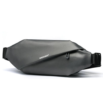 WEIXIER 8641 Men Running Waterproof Waist Bag Multifunctional Chest Bag Sports Leisure One-Shoulder Bag, Black, Dark Gray