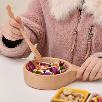 Instant Noodle Bowl Wooden Kimchi Bowl Fruit Salad Wooden Bowl With Handle, Small