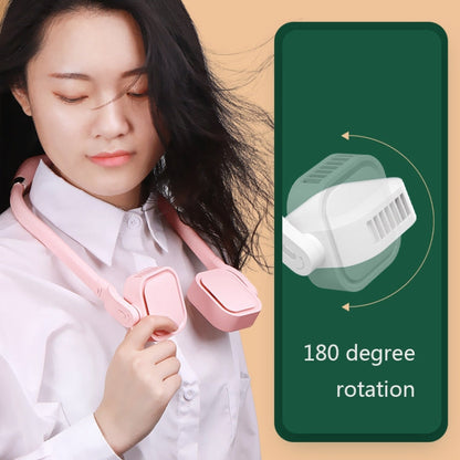 G2 Hanging Neck Leafless Fan Outdoor Student Sports Mini USB Silent Fan, 2000MAH Night Green, 4000MAH Girl Powder