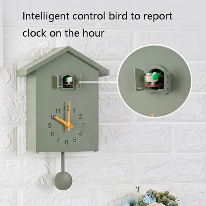 T60 Cuckoo Clock The Bird Reports On The Hour Clock, White, Green, Blue, Gray Top, Orange Top