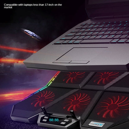 COOLCOLD RGB Notebook Radiator Six Fan Adjustable Laptop Cooling Base, 5V Speed  Colorful Version, 5V Touch 12 Symphony Version