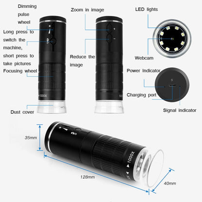 HD Digital Mobile Phone WIFI Electron Microscope Portable Magnifying Glass, 50X-1000X