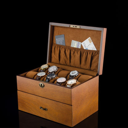Wooden Double-Layer Watch Storage Box With Lock Jewelry Collection Display Box, 20 Epitope, 20 Epitope With Glass Sunroof
