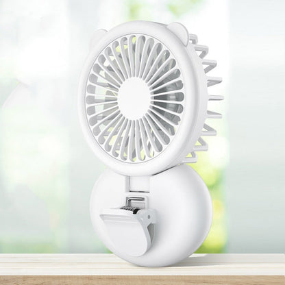 D11 Fill Light Clip Hanging Neck Fan Handheld Folding Mini USB Desktop Fan, D11 Pink, D11 Green, D11 White