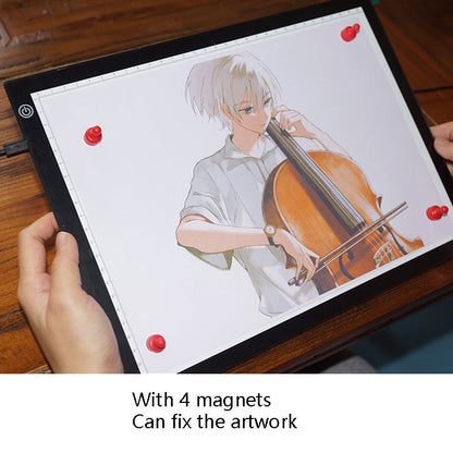 Copy Station Anime Drain Station LED Copy Board With Magnetic Suction Light Board Drawing Plate With USB Cable, A4 3 Gear Dimming (Black), A4 Stepless Dimming (Black), A3 3 Gear Dimming (Black), A3 Stepless Dimming (Black)