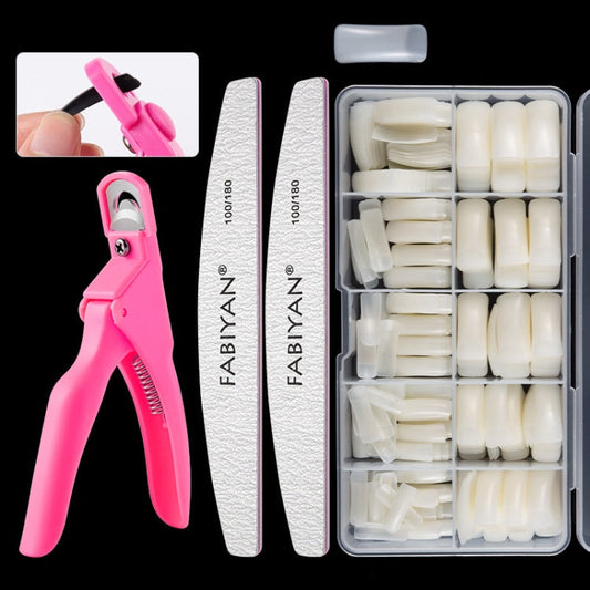FABIYAN Nail Brush Nail Piece Set Nail Art Polishing Supplies Set, Natural Semi-sticked Small Set, Transparent Semi-sticked Small Set, Natural Full-sticked Small Set, Transparent Full-sticked Small Set, Natural Small Set, Transparent Small Set