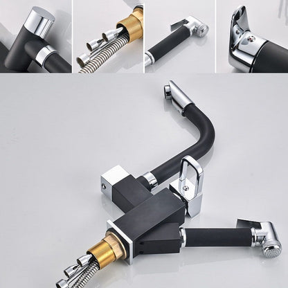 Kitchen Pull-Out Double Faucet Water Table Hot And Cold Water Faucet, Wheel Bending Pull, Round Spray Pull, Cube Spray Pull, Round Universal Distortion, Cube Universal Distortion