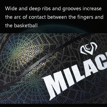 MILACHIC Number 7 Rainbow Reflective Cool Basketball, Stripe 6734, Spider Pattern 6735, Gray 6736