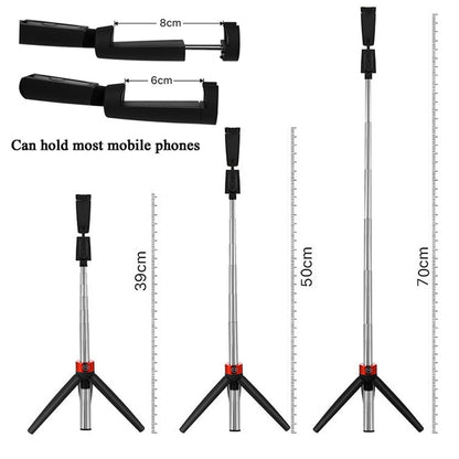 Bluetooth Selfie Stick Integrated Video Broadcasting Tripod Selfie Stick, Black, White