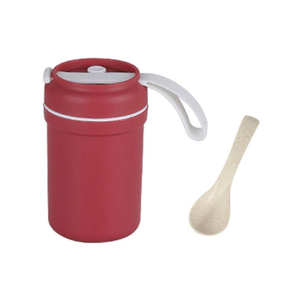 Portable Handle Breakfast Cup Porridge Cup Suitable For Microwave Oven, Style:, Cat Buckle (Dark Blue), Cat Buckle (Hawthorn Red), Cat Buckle (Yellow), Long Band (Dark Blue), Long Band (Red), Long Band (Yellow)