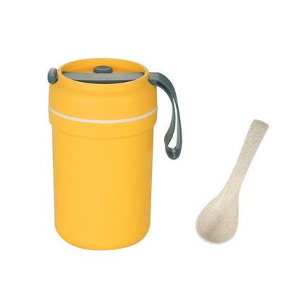 Portable Handle Breakfast Cup Porridge Cup Suitable For Microwave Oven, Style:, Cat Buckle (Dark Blue), Cat Buckle (Hawthorn Red), Cat Buckle (Yellow), Long Band (Dark Blue), Long Band (Red), Long Band (Yellow)