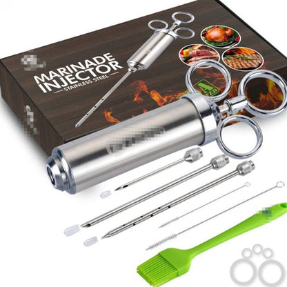 Stainless Steel Seasoning Steak Syringe Turkey Needle Set With Cleaning Silicone Brush, 11 in 1 (Red ), 11 in 1 (Black ), 11 in 1 (Blue), 11 in 1 (Green), 11 in 1 (Orange ), 11 in 1 (Yellow ), 11 in 1 (Yellow White)
