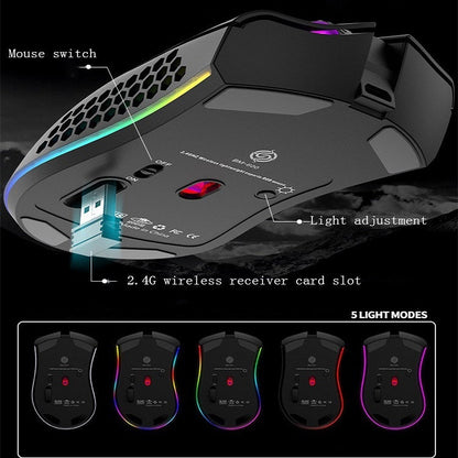 K-Snake BM600 1600 DPI 7-keys Hollow Lightweight Wireless Charging RGB Colorful Gaming Mouse, Wireless BM600 Black, Wireless BM600 White, Wireless BM600 Pink, Wireless BM600 Cyan