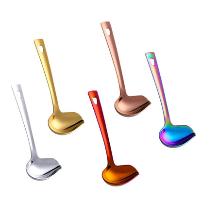 304 Stainless Steel Oil Spoon Thickened Soup Spoon Pouring Sauce Spoon, Soup Spoon (Silver), Soup Spoon (Magic Colorful), Soup Spoon (Golden), Soup Spoon (Rose Gold), Soup Spoon (Magic Red)