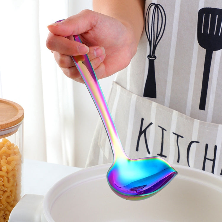 304 Stainless Steel Oil Spoon Thickened Soup Spoon Pouring Sauce Spoon, Soup Spoon (Silver), Soup Spoon (Magic Colorful), Soup Spoon (Golden), Soup Spoon (Rose Gold), Soup Spoon (Magic Red)