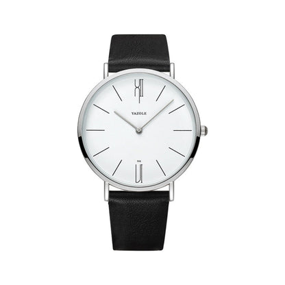 YAZOLE 506 Simple Large Scale Dial Men Business Quartz Watch, Silver Shell Black Tray Black Belt, Silver Shell White Tray Black Belt, Silver Shell Black Tray Brown Belt, Silver Shell White Tray Brown Belt, Black Shell Black Tray Black Belt             ...