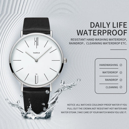YAZOLE 506 Simple Large Scale Dial Men Business Quartz Watch, Silver Shell Black Tray Black Belt, Silver Shell White Tray Black Belt, Silver Shell Black Tray Brown Belt, Silver Shell White Tray Brown Belt, Black Shell Black Tray Black Belt             ...