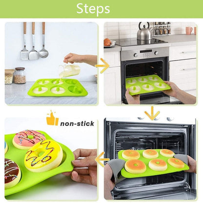 Oven Baking Tools Silicone Cake Donut Mold, 8 Even Brown, 6 Even Blue, 6 Even Purple, 6 Even Green, 6 Even Orange, 6 Even Yellow, 6 Even Red