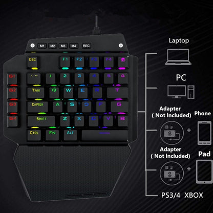 K700 44 Keys RGB Luminous Switchable Axis Gaming One-Handed Keyboard, Cable Length: 1m, Blue Shaft, Tea Shaft, Black Shaft, Red Shaft