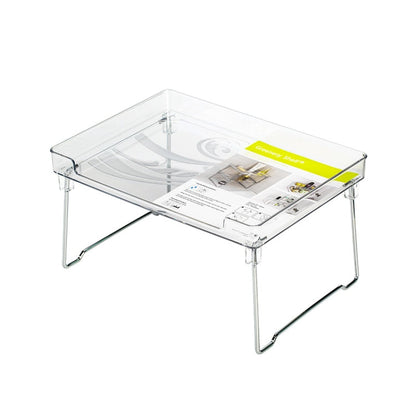 Kitchen Desktop Wardrobe Foldable Cabinet Storage Rack, White, Transparent
