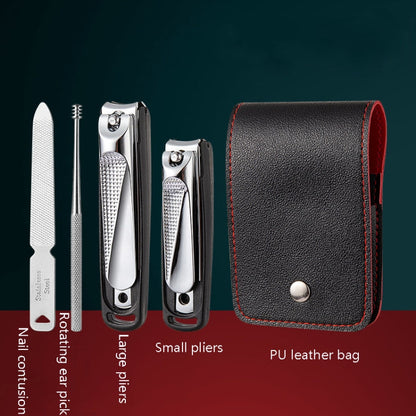5pcs /Set Nail Scissors Portable Manicure Tool, Style:, Anti-splash (Silver)
