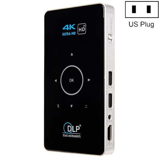 C6 1G+8G Android System Intelligent DLP HD Mini Projector Portable Home Mobile Phone Projector，, US Plug  (Black), EU Plug (Black), UK Plug (Black), AU Plug (Black), US Plug (White), AU Plug (White)