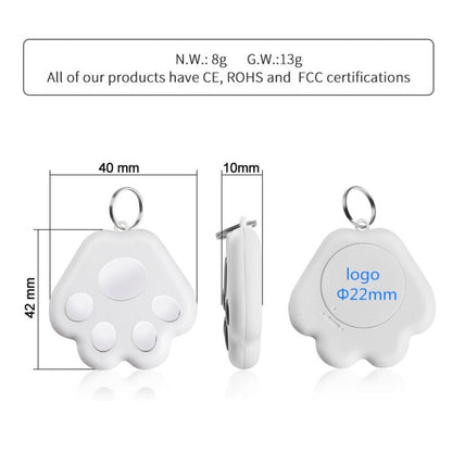 2 PCS HYC-09 Dog Paw Bluetooth Anti-Lost Device Pet Tracking Locator Keychain Smart Search Two-Way Alarm, Dog Paw Light Blue, Dog Paw Green, Dog Paw Pink, Dog Paw Red, Dog Paw Dark Blue, Dog Paw Dark Gray, Dog Paw Black, Dog Paw White