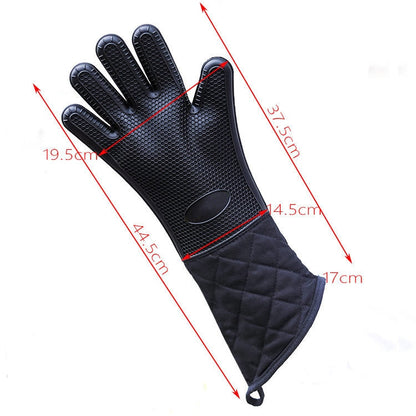 Extended Silicone Non-slip Gloves Resistant To High Temperatures Insulated Microwave Ovens Anti-scalding Gloves, Extended Silicone Gloves