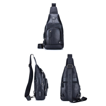 BUFF CAPTAIN 129 First-Layer Cowhide Men Soft Chest Bag Outdoor Casual Large Capacity Messenger Bag