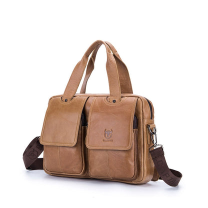 BUFF CAPTAIN 042 Men Leather Multi-Function Shoulder Messenger Bag First-Layer Cowhide Portable Briefcase