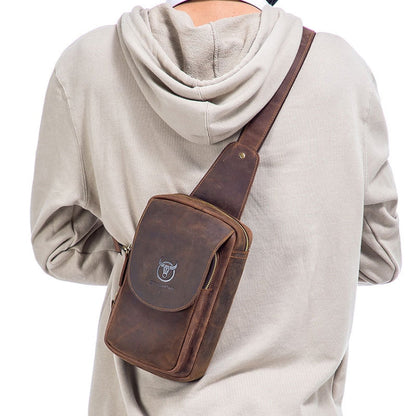 BUFF CAPTAIN 133 Men Leather Retro Shoulder Bag Diagonal Leather Bag, 133