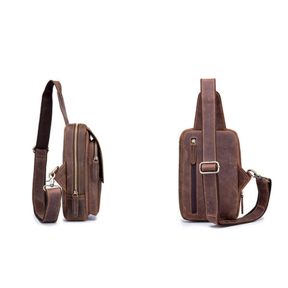 BUFF CAPTAIN 133 Men Leather Retro Shoulder Bag Diagonal Leather Bag, 133