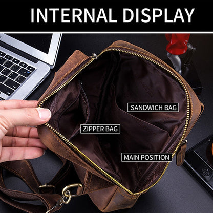 BUFF CAPTAIN 133 Men Leather Retro Shoulder Bag Diagonal Leather Bag, 133