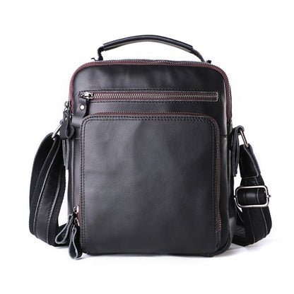 6479 Men Casual Large-Capacity One-Shoulder Messenger Leather Bag, Crazy Horse Texture Dark Brown, Crazy Horse Texture Brown, Crazy Horse Texture Red Brown, Napa Texture Black, Litchi Texture Black