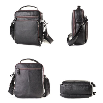 6479 Men Casual Large-Capacity One-Shoulder Messenger Leather Bag, Crazy Horse Texture Dark Brown, Crazy Horse Texture Brown, Crazy Horse Texture Red Brown, Napa Texture Black, Litchi Texture Black