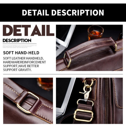 BUFF CAPTAIN 302 First-Layer Cowhide Men Casual Shoulder Bag Leather Retro Briefcase