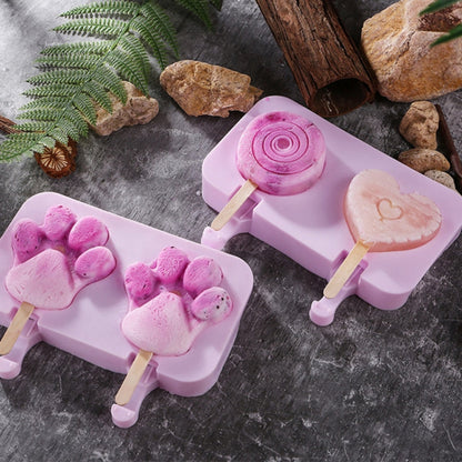Cute Cartoon Silicone Ice Cream Popsicle Mold with Lid & Stick, Love