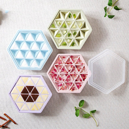 Home Creative DIY Ice Grid Mould Hexagonal Homemade Ice Mold With Tray Ice Cube Ice Cream Ice Box, Blue, Green, Pink, Purple