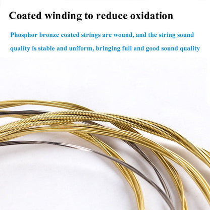 1 Set Folk Guitar Brass Strings Acoustic Guitar Set Strings 1-6, Red Packing 012, Yellow Packing 011